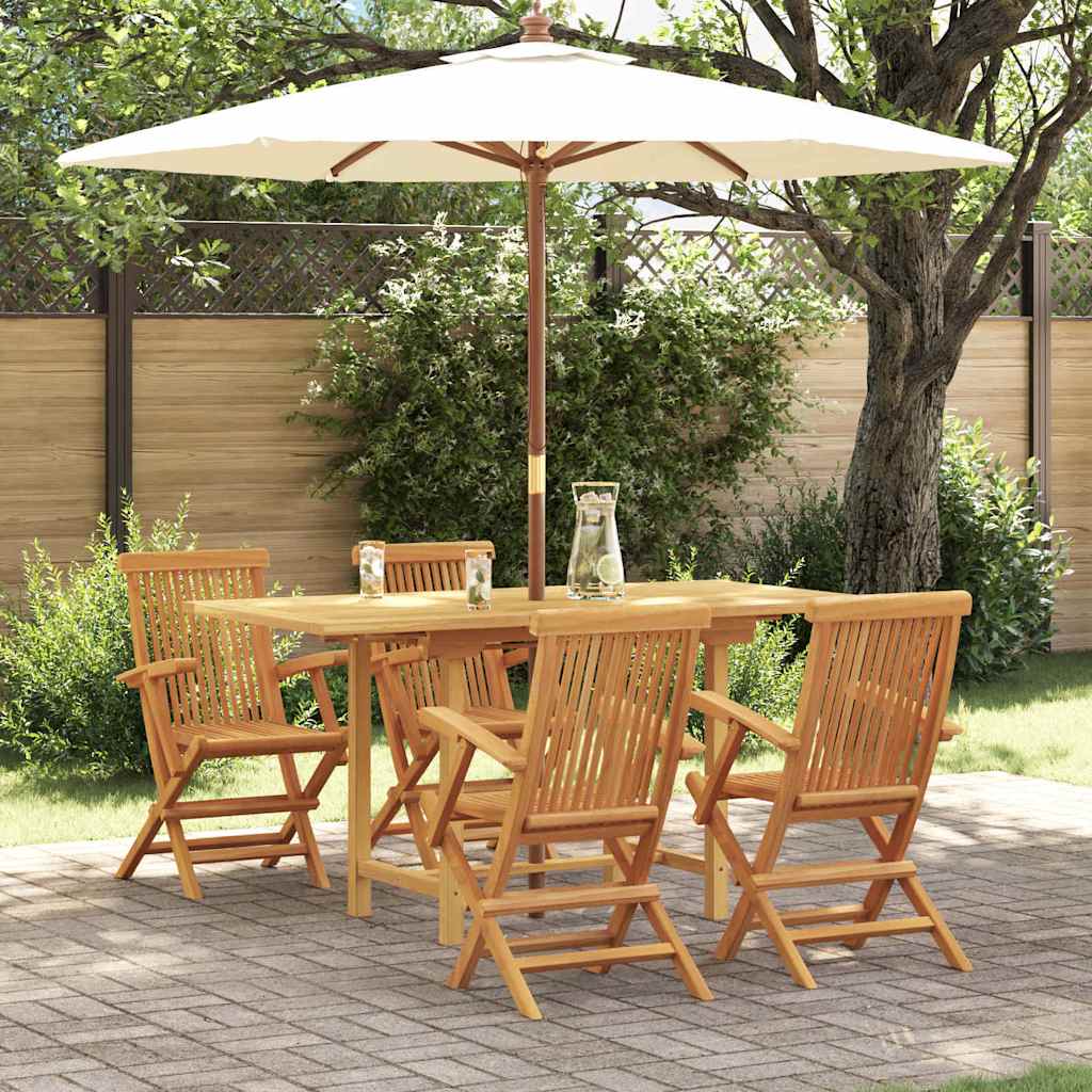 Garden Dining Set 5 Pcs Brown 160 X 80 X 75 Cm Solid Teak Wood
