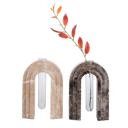 CAC10697-KM Marble  Arch Vase - Dark Coffee