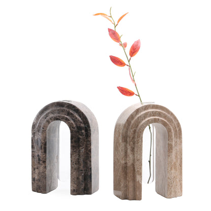 CAC10697-KM Marble  Arch Vase - Dark Coffee