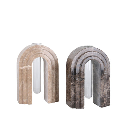 CAC10697-KM Marble  Arch Vase - Dark Coffee