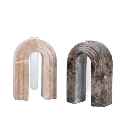 CAC10697-KM Marble  Arch Vase - Dark Coffee