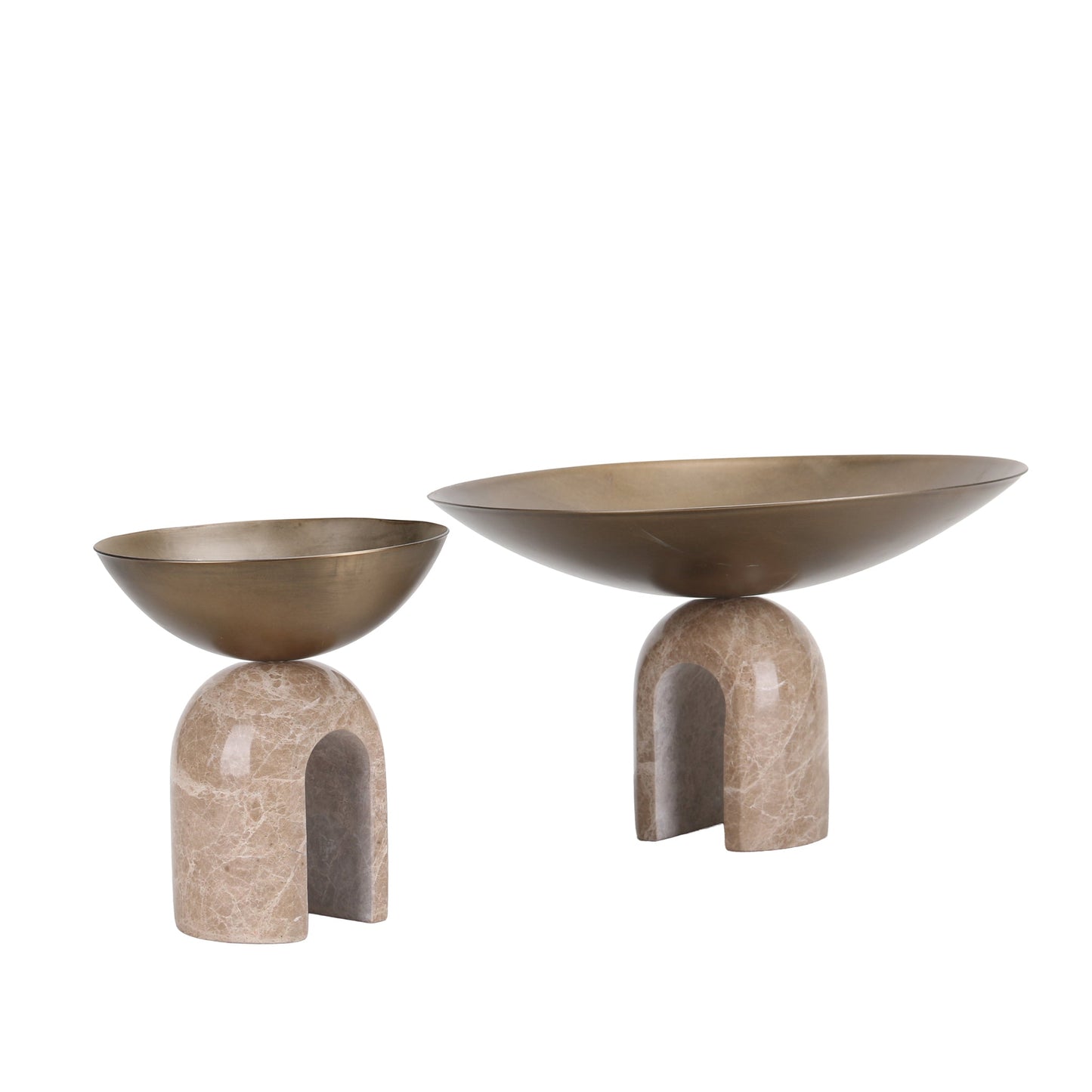 CAC10725-KM Arc Pedestal Metal Large Tray - Antique Brass