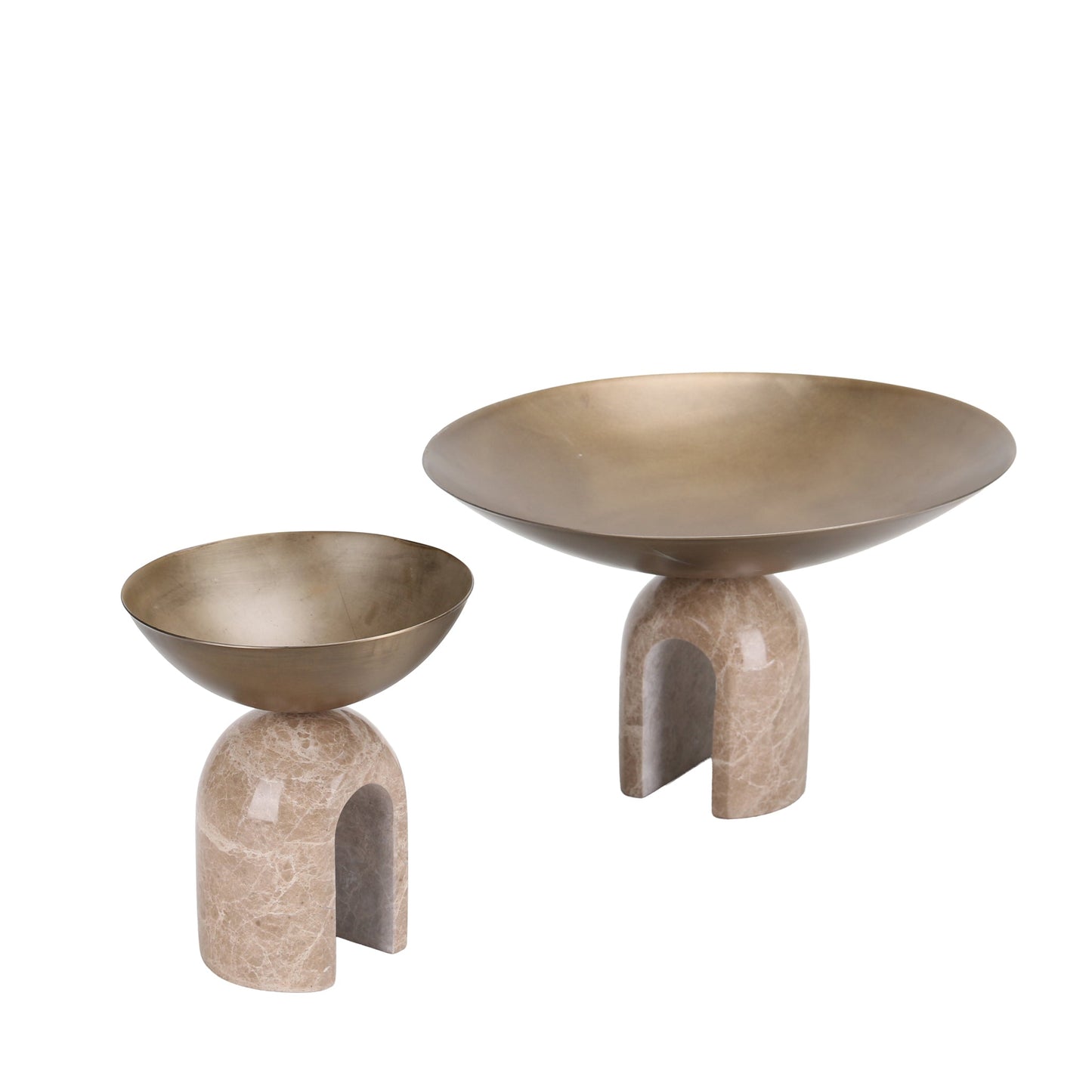 CAC10725-KM Arc Pedestal Metal Large Tray - Antique Brass