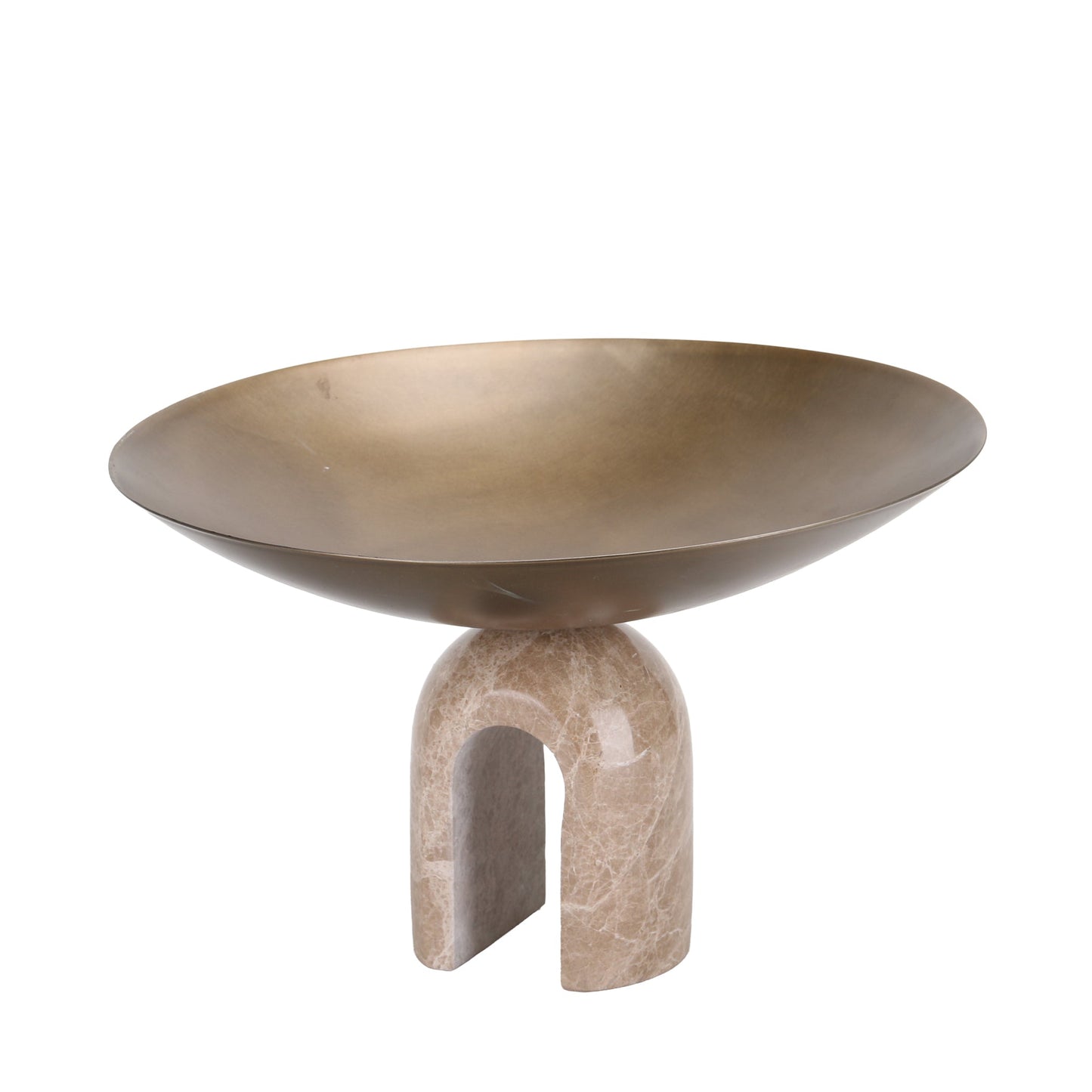 CAC10725-KM Arc Pedestal Metal Large Tray - Antique Brass