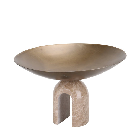 CAC10725-KM Arc Pedestal Metal Large Tray - Antique Brass