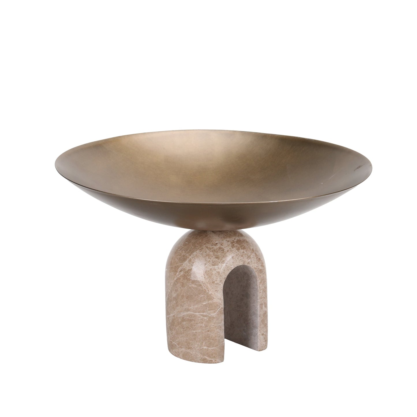 CAC10725-KM Arc Pedestal Metal Large Tray - Antique Brass