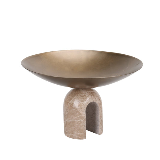CAC10725-KM Arc Pedestal Metal Large Tray - Antique Brass