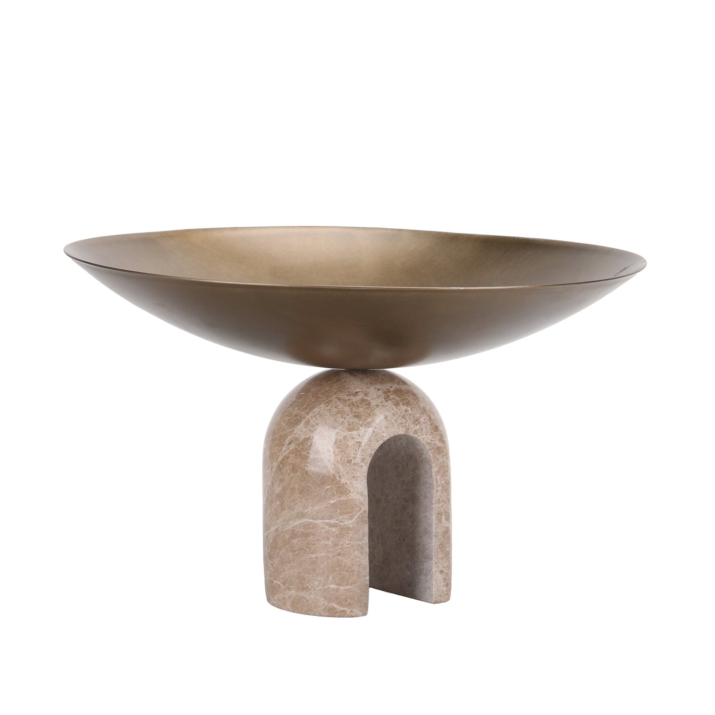 CAC10725-KM Arc Pedestal Metal Large Tray - Antique Brass