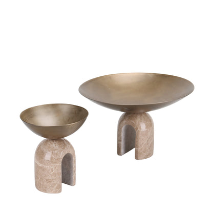 CAC10726-KM Arc Pedestal Metal Small Tray - Antique Brass