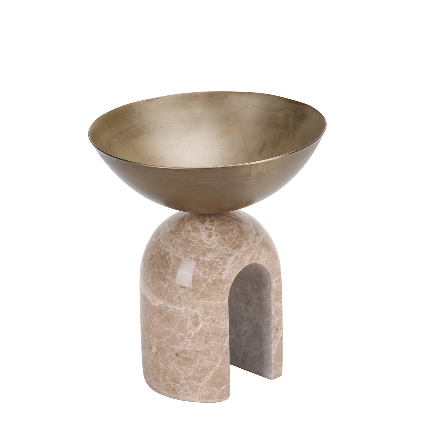 CAC10726-KM Arc Pedestal Metal Small Tray - Antique Brass