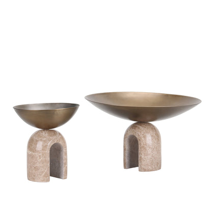 CAC10726-KM Arc Pedestal Metal Small Tray - Antique Brass