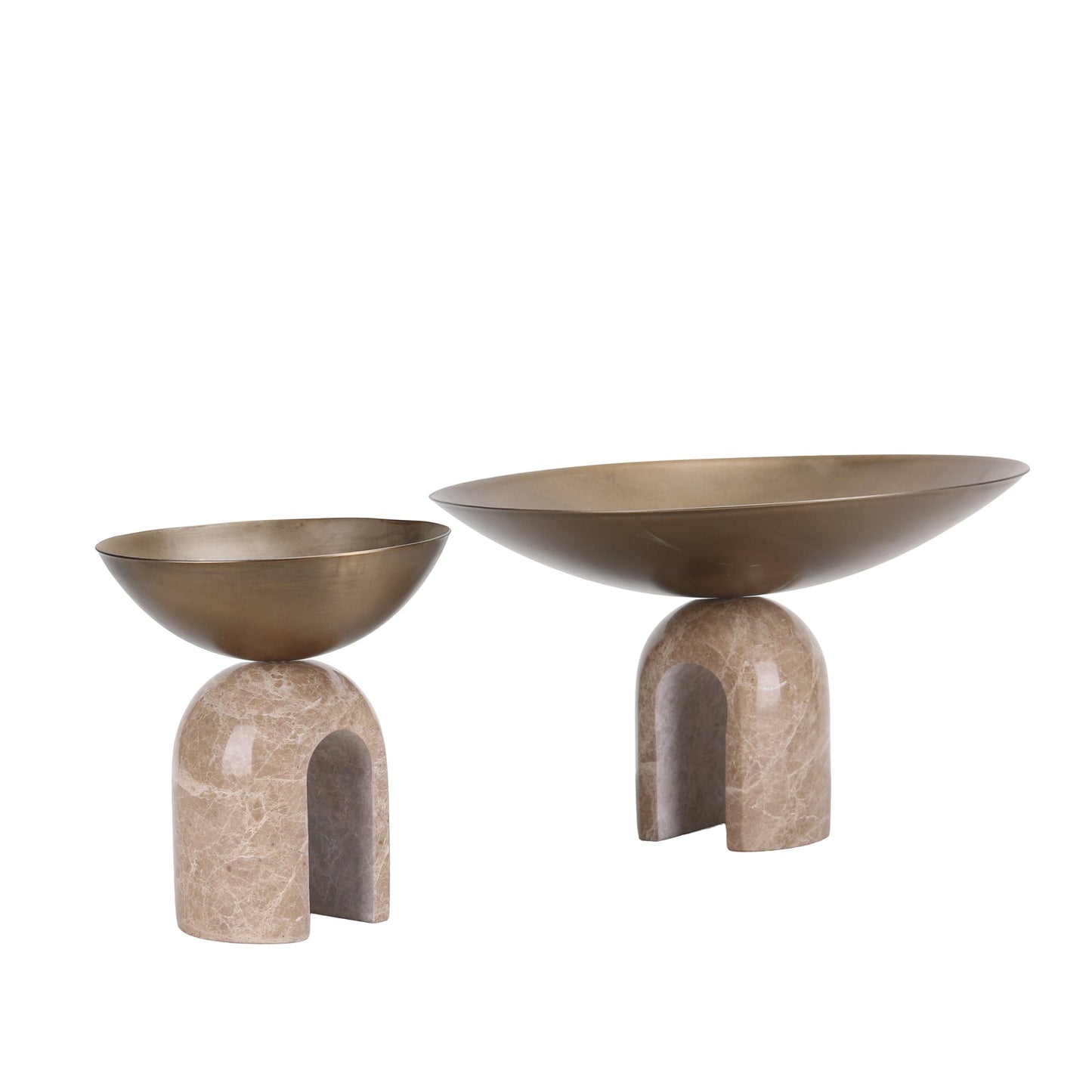 CAC10726-KM Arc Pedestal Metal Small Tray - Antique Brass