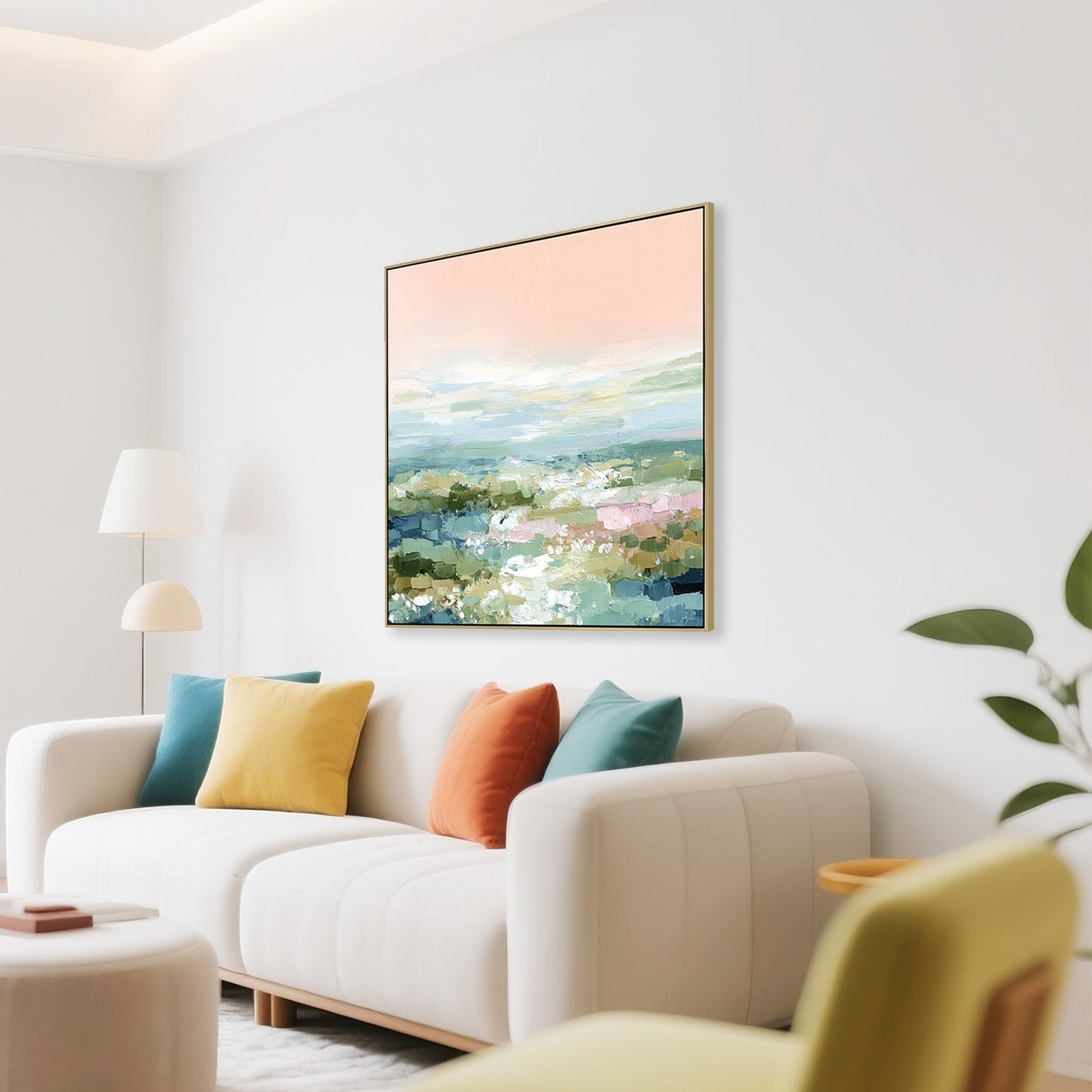 CAR12305-CLO 100 x 100cm Framed Canvas - Light Natural