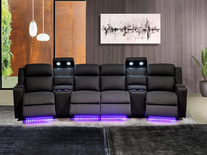 Academy 4 Seater Recliner Electric Home Theatre - Black