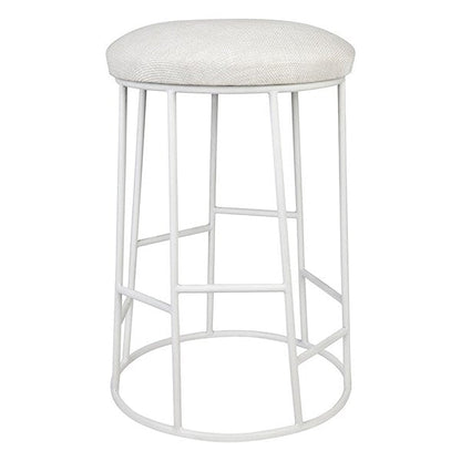 Aiden White Steel Kitchen Stool - Natural Linen