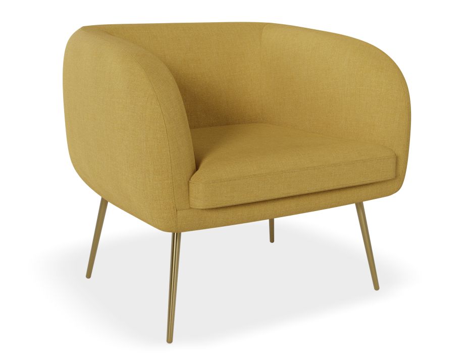 Amour Lounge Chair - Tuscan Yellow - Brushed Matt Gold Legs