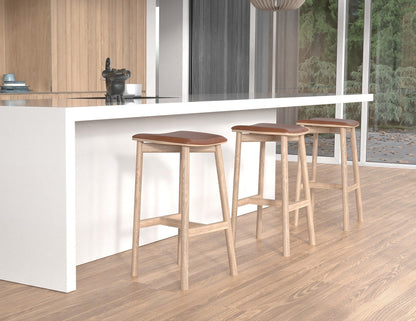 Andi Stool - Natural Finish - Backless with Pad