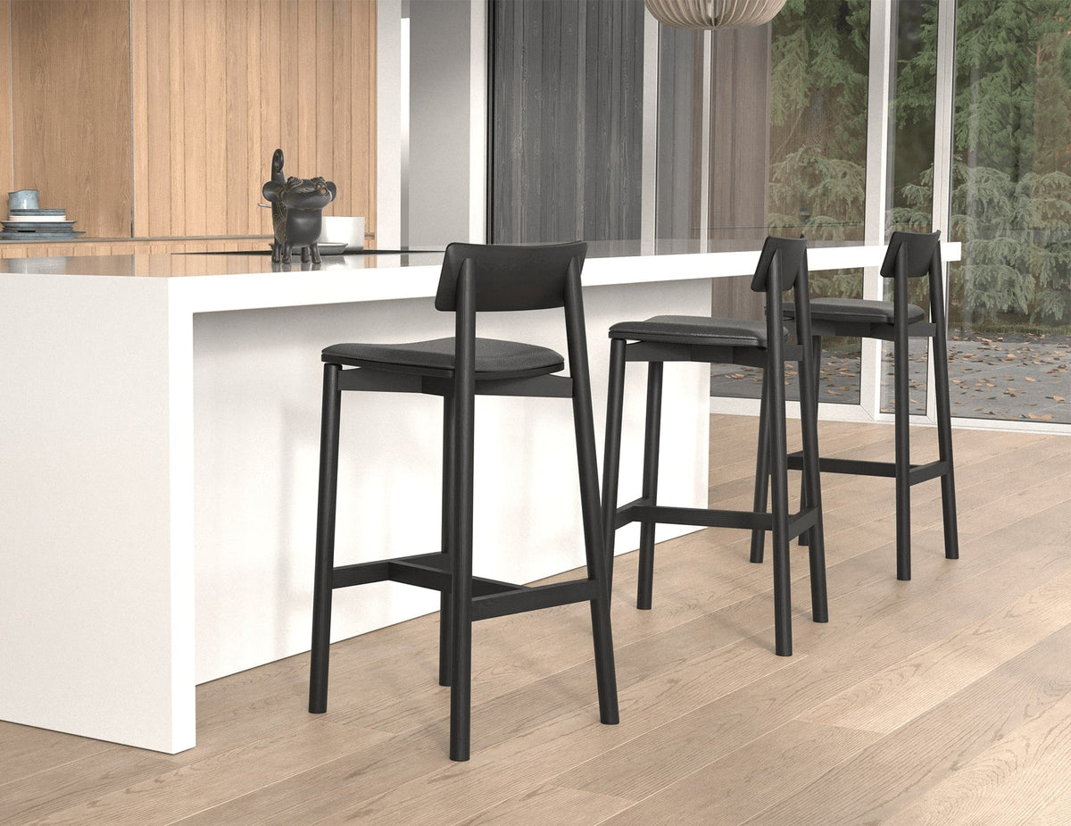 Andi Stool - Black with Pad - Upholstered Seat