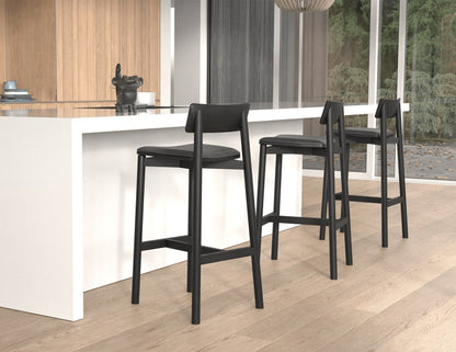 Andi Stool - Black with Pad - Upholstered Seat