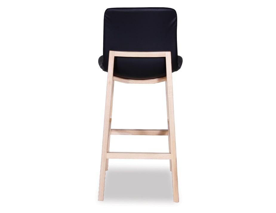 Ara Stool - Natural  - Black Faux Leather & Natural Ash