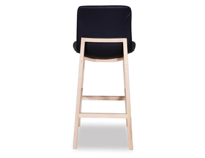 Ara Stool - Natural  - Black Faux Leather & Natural Ash