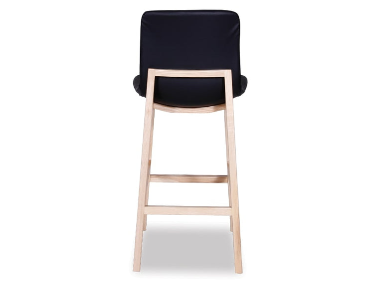 Ara Stool - Natural  - Black Faux Leather & Natural Ash