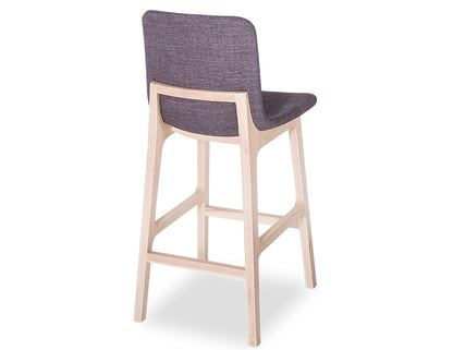 Ara Bar Stool - Natural Frame & Grey Upholstered Seat