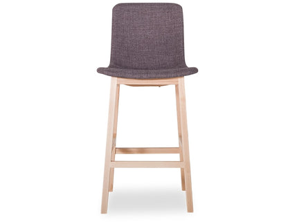 Ara Bar Stool - Natural Frame & Grey Upholstered Seat