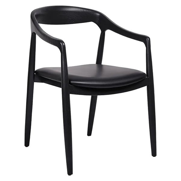 Astrid Ashwood Dining Chair - Black Leather