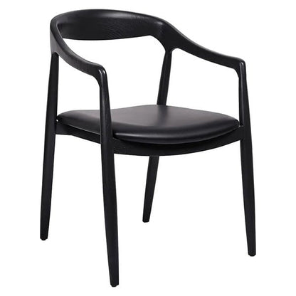 Astrid Ashwood Dining Chair - Black Leather