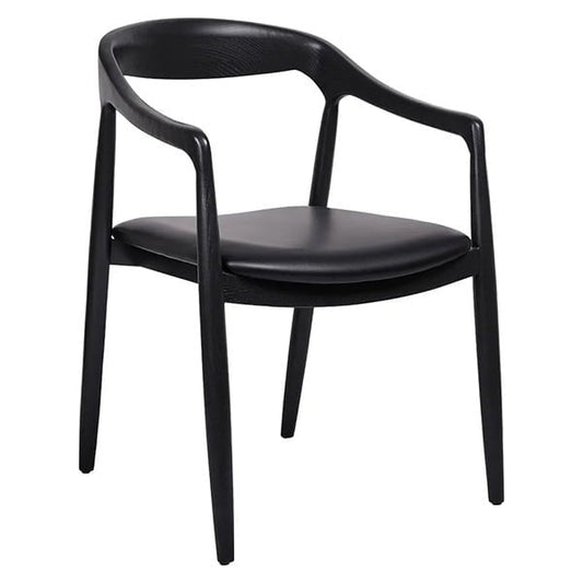Astrid Ashwood Dining Chair - Black Leather