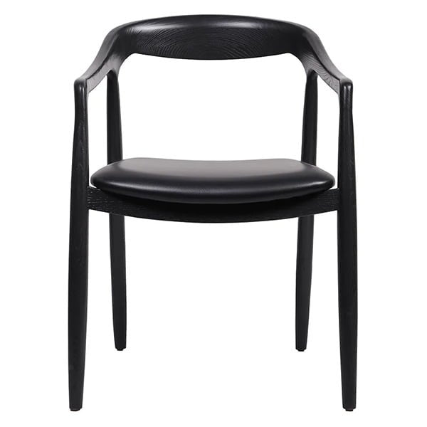 Astrid Ashwood Dining Chair - Black Leather