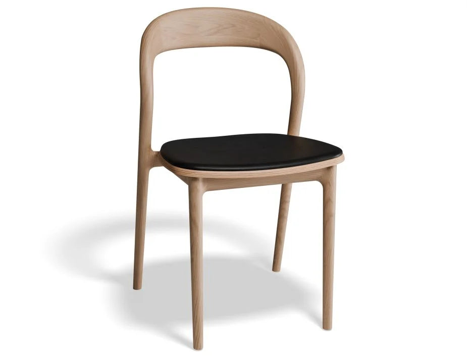 Mia Chair with Leather Seat Pad - Natural