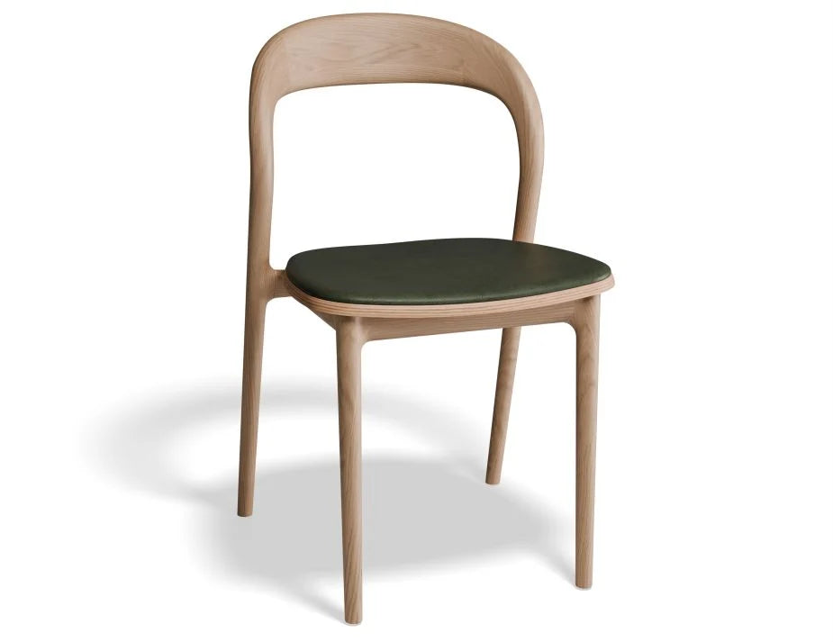 Mia Chair with Leather Seat Pad - Natural