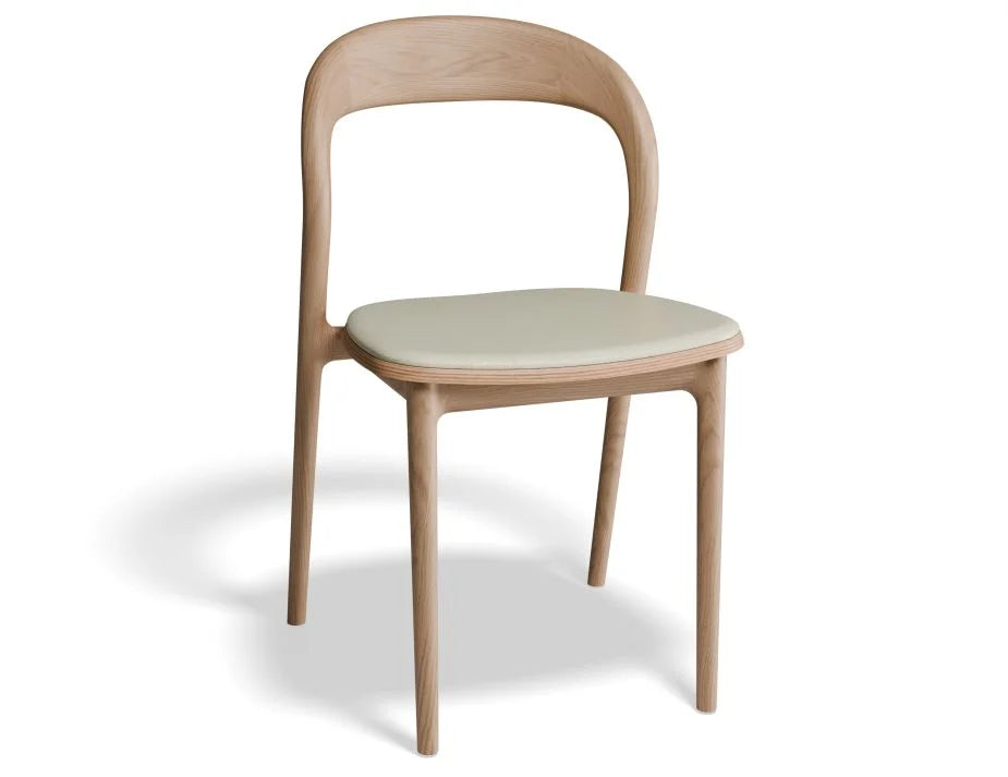 Mia Chair with Leather Seat Pad - Natural