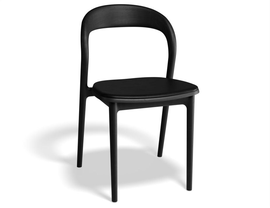 Mia Chair with Leather Seat Pad - Black Ash