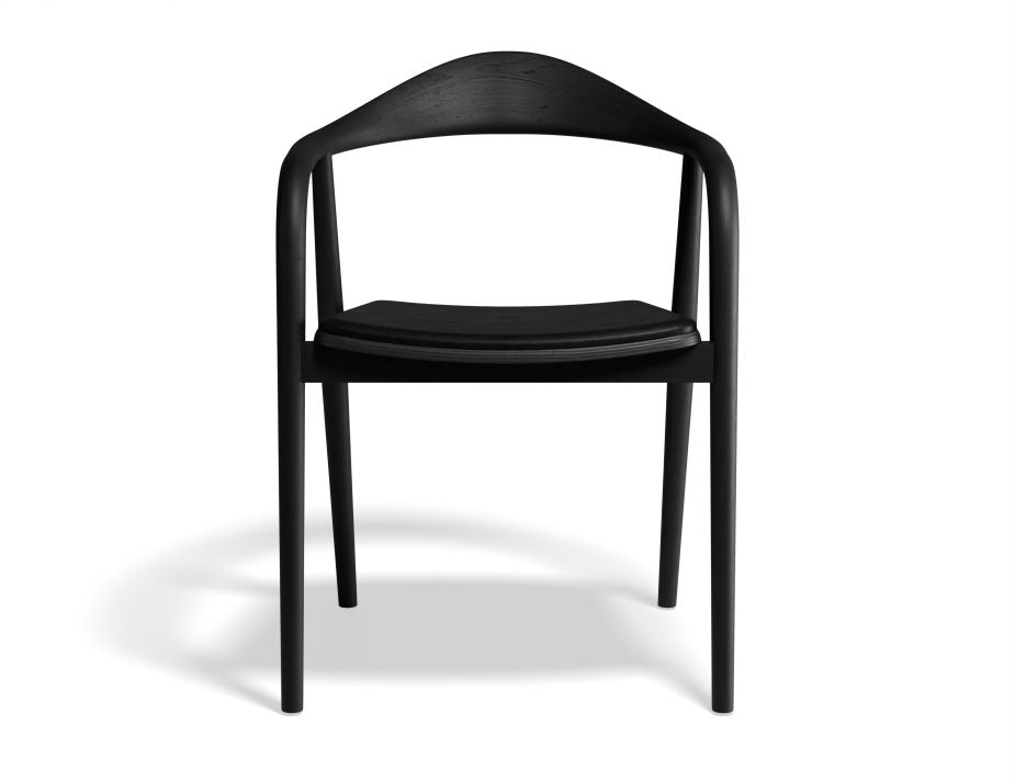 Arki Armchair with Leather Cushion Pad -  Black Ash