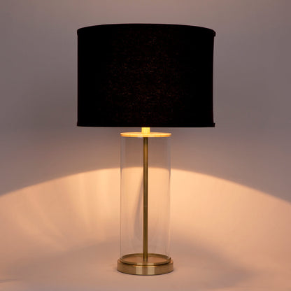 Left Bank Table Lamp - Brass w Black Shade