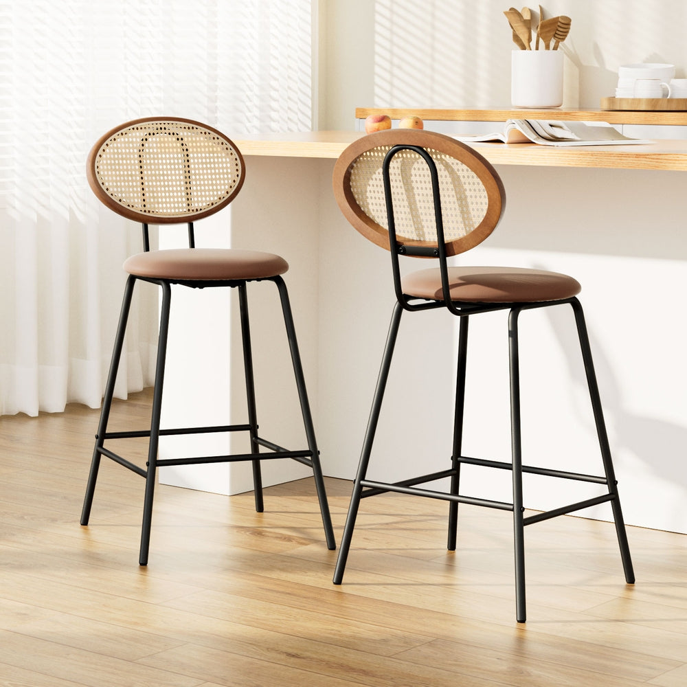 Artiss 2x Bar Stools PU Leather Stools Brown