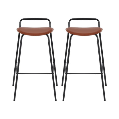 2x Artiss Bar Stools Kitchen Counter Stools Metal Brown