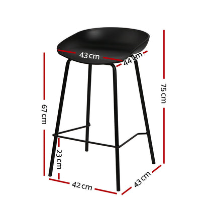 Artiss Set of 2 Metal Bar Stools - Black