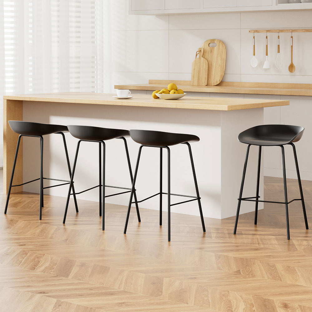Artiss Set of 4 Metal Bar Stools - Black