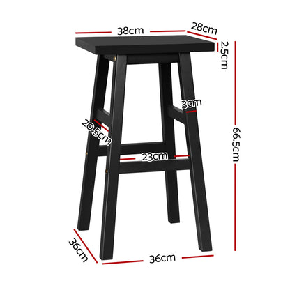 Artiss Set of 2 Wooden Backless Bar Stools - Black