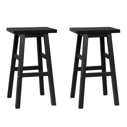 Artiss Set of 2 Wooden Backless Bar Stools - Black
