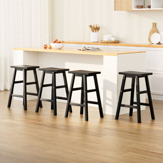 Artiss Set of 4 Beech Wood Bar Stools - Black
