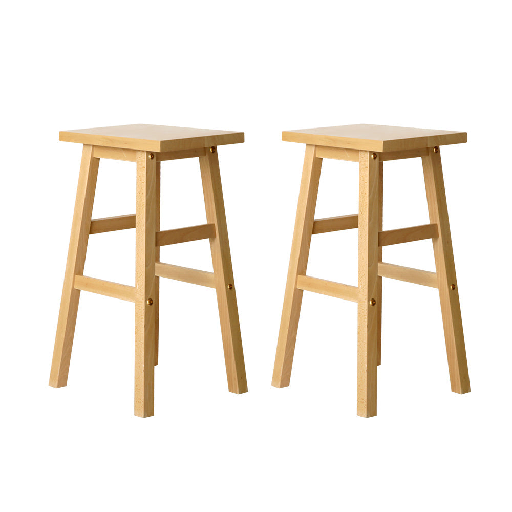 Artiss Set of 2 Wooden Backless Bar Stools - Natural