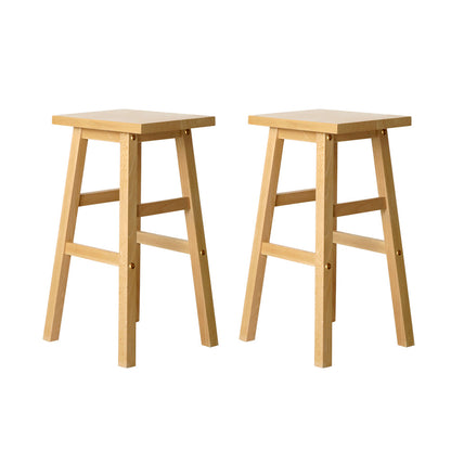 Artiss Set of 2 Wooden Backless Bar Stools - Natural