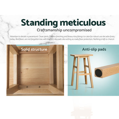 Artiss Set of 2 Wooden Backless Bar Stools - Natural