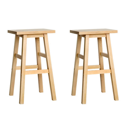 Artiss Set of 2 Wooden Backless Bar Stools - Natural