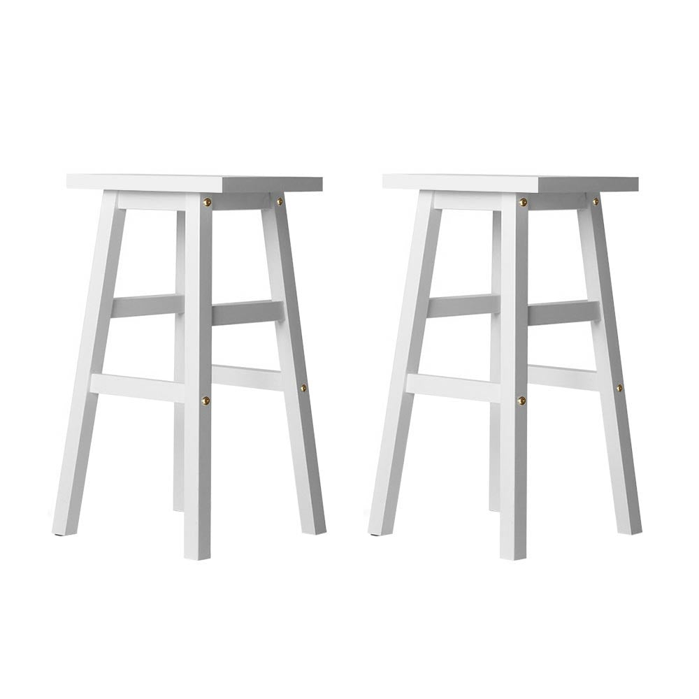 Artiss Set of 2 Wooden Backless Bar Stools - White
